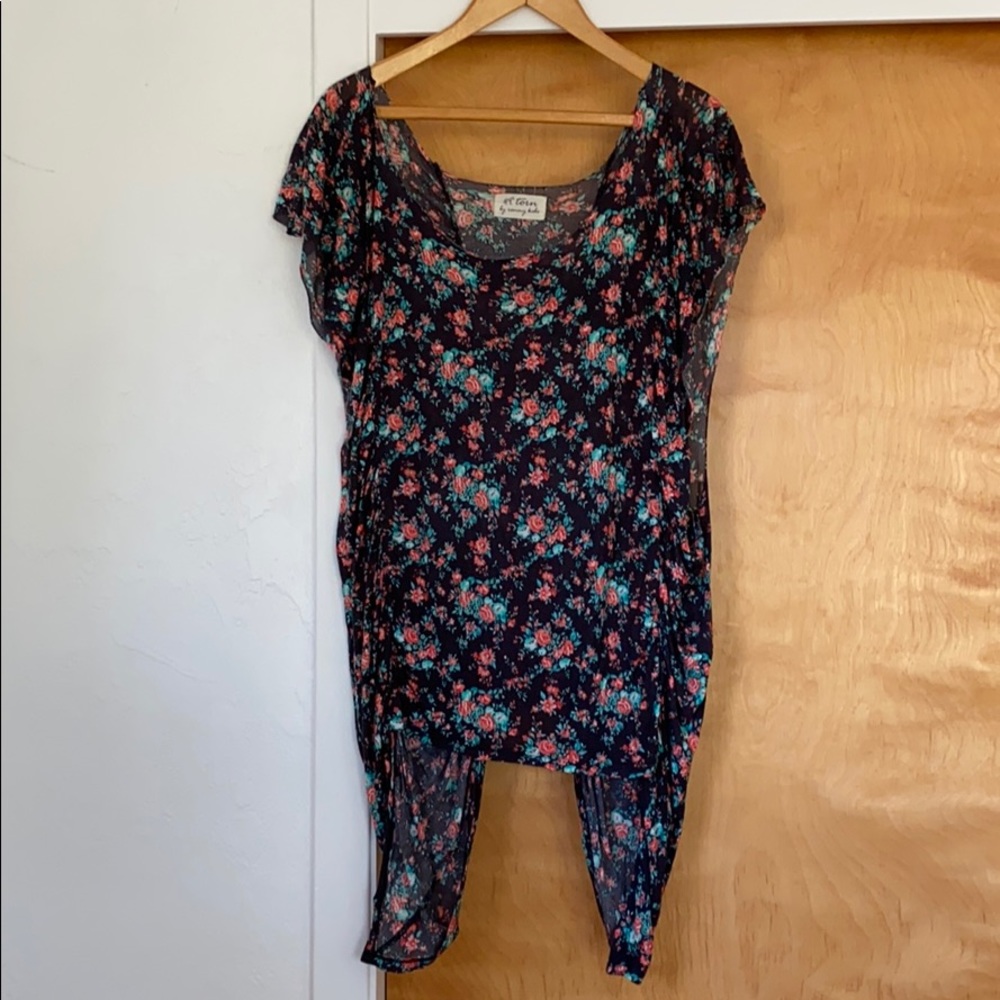 Torn by Ronny Kobo Floral Draping Blouse